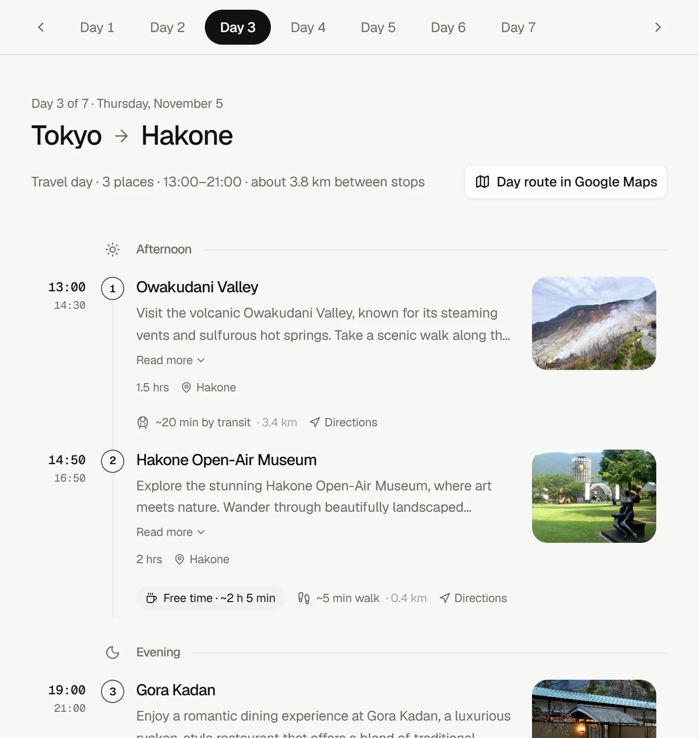 Day 3 of a Japan trip: Tokyo to Hakone travel day with afternoon stops and free time before dinner